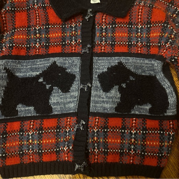 Heartworks Girls Size 10-12 Red Plaid Holiday Sweater Scottish Terrier Dogs - Picture 3 of 13